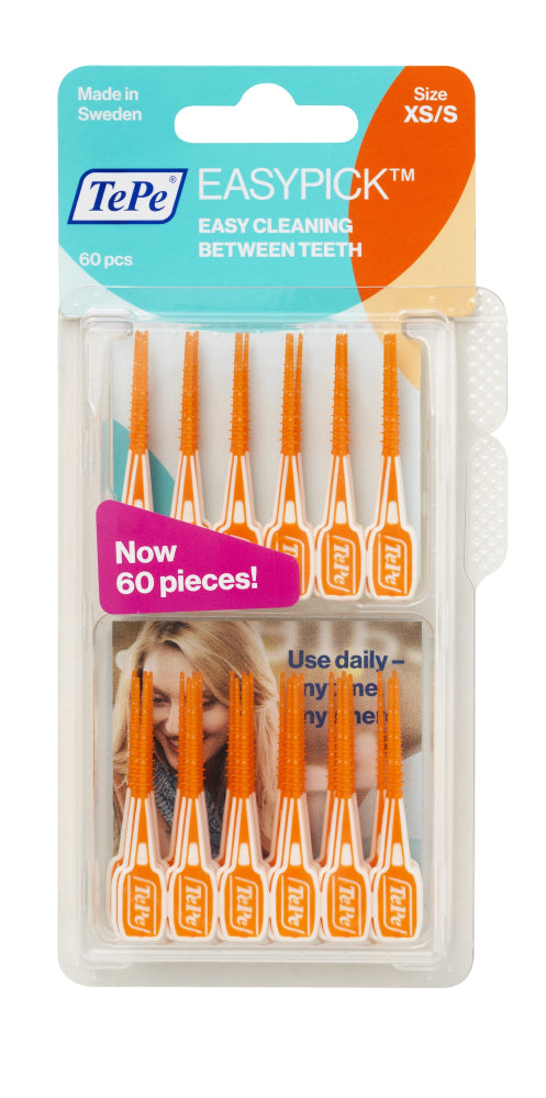TEPE EasyPick XS/S silikopäällysteinen hammastikku, oranssi 60 kpl