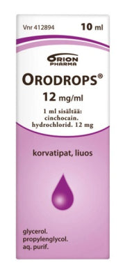 ORODROPS 12 mg/ml korvatipat, liuos 10 ml