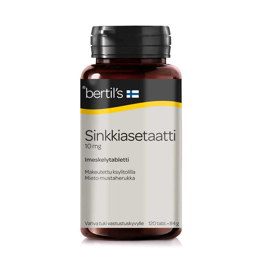 BERTILS Sinkkiasetaatti 10 mg mustaherukanmakuinen imeskelytabletti 120 tablettia