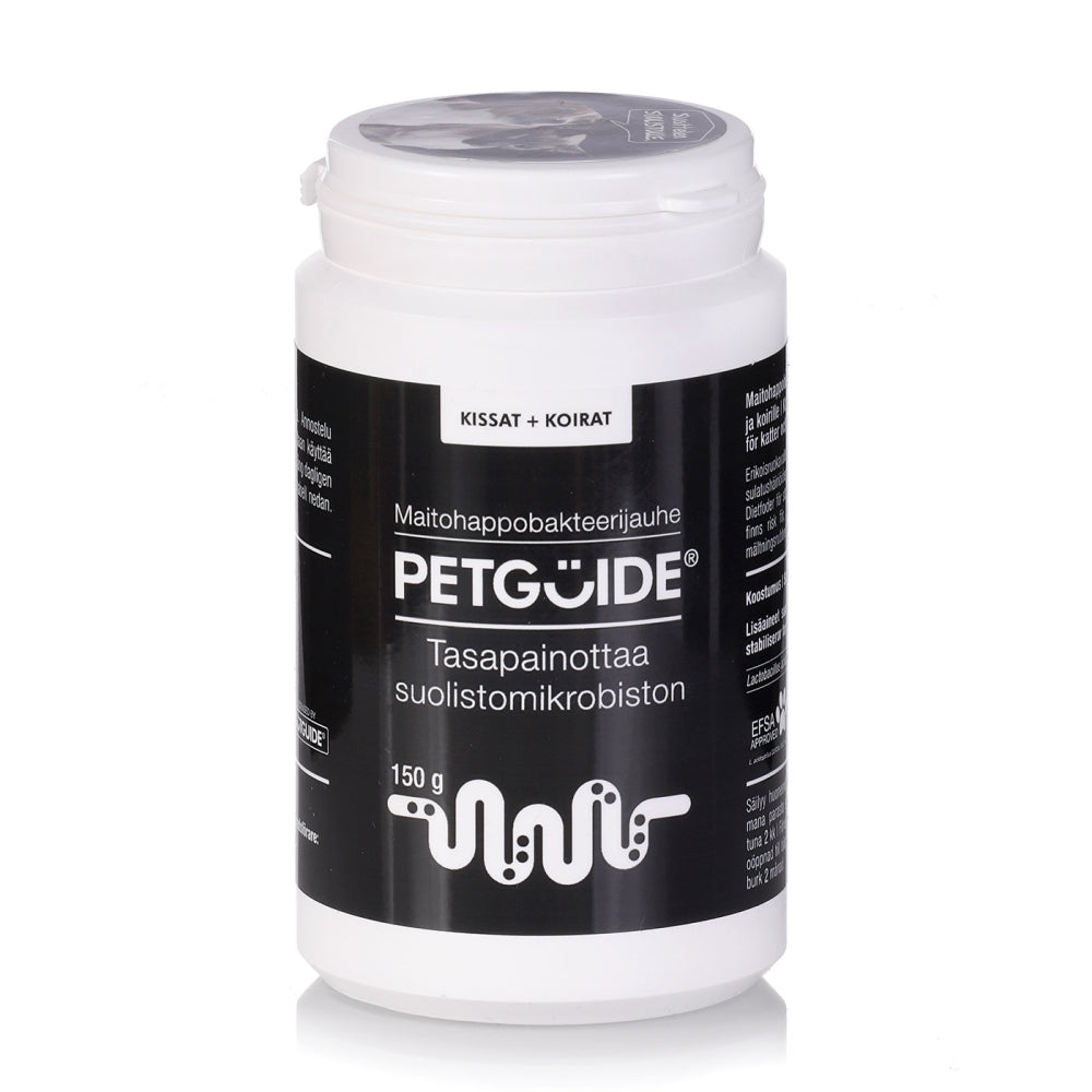PETGUIDE Suolisto maitohappobakteerivalmiste koirilla ja kissoille 150 g