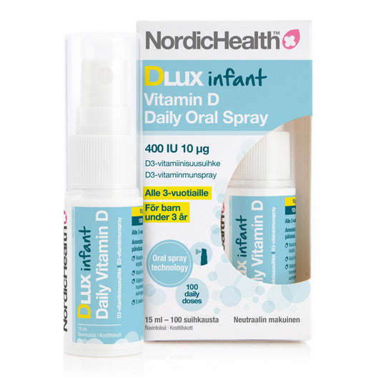 NORDIC Health Dlux Infant 400 IU D3-vitamiinisuusuihke 15 ml
