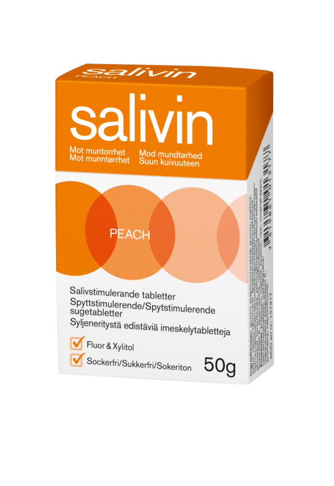 SALIVIN Peach persikanmakuinen imeskelytabletti 50 g