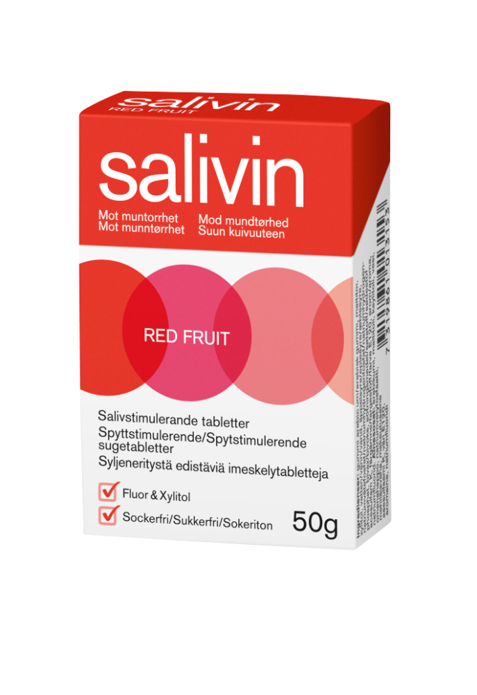 SALIVIN Red Fruit punaisten marjojen makuinen imeskelytabletti 50 g