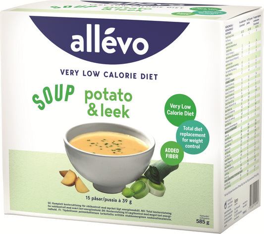 ALLEVO VLCD Soup Potato&Leek vähäkalorinen ateriankorvike 15 pussia