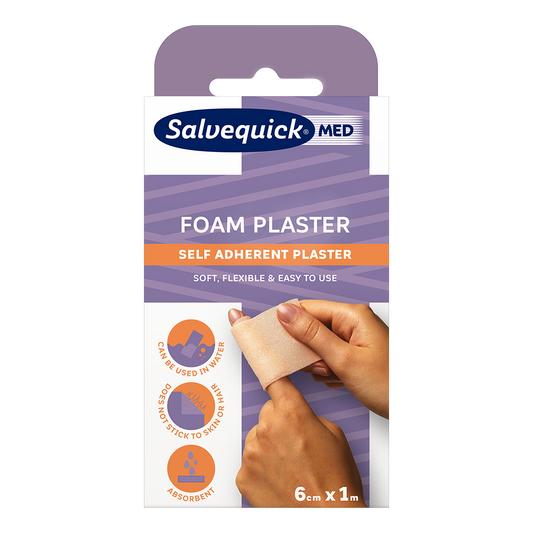 SALVEQUICK Med 6cm x 1m Foam Plaster vaahtolaastari 1 kpl