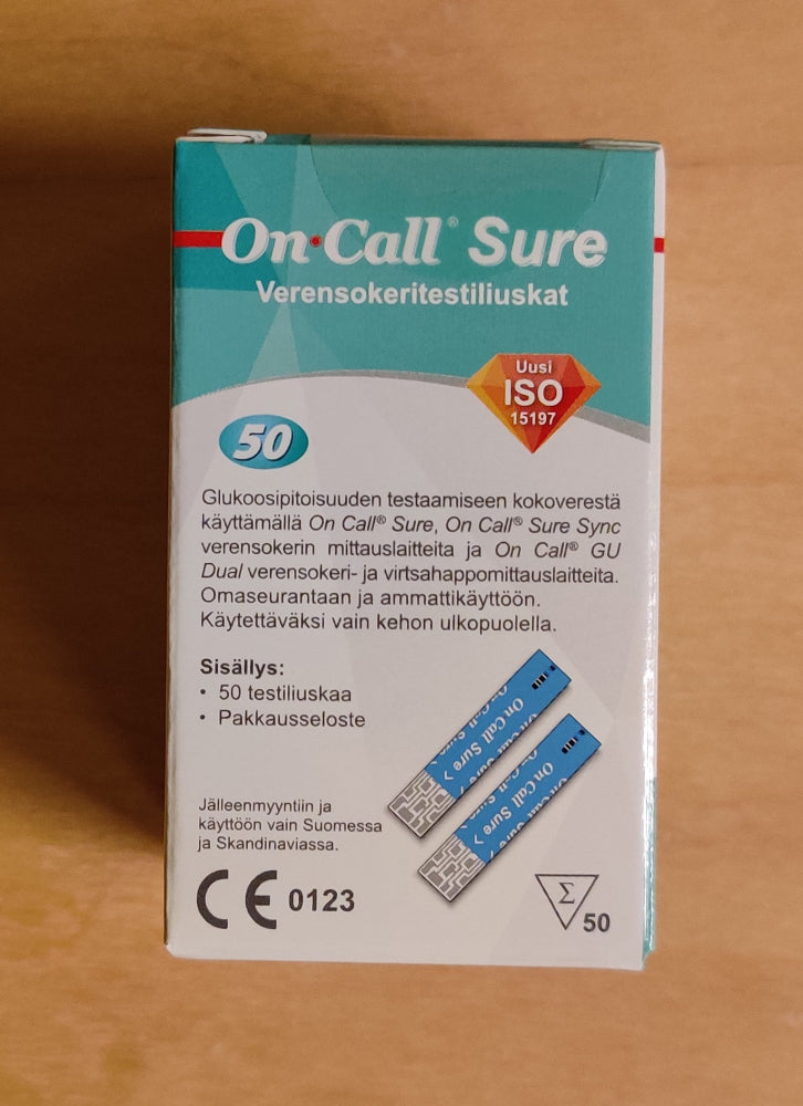 ON CALL Sure Sync testiliuska verensokerin mittaamiseen 50 kpl