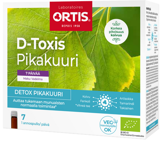 D-TOXIS Detox pikakuuri vadelma 7x15 ml