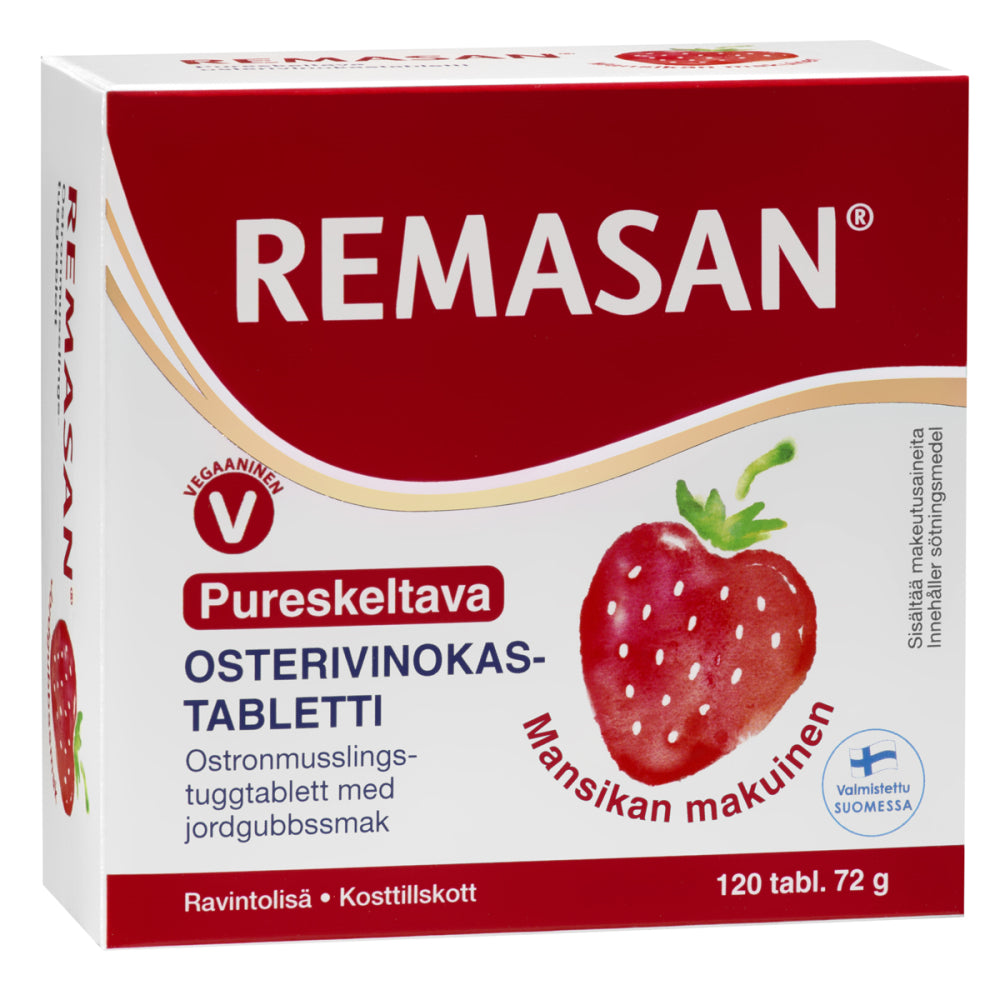 REMASAN Pureskeltava mansikan makuinen tabletti 120 tabl.