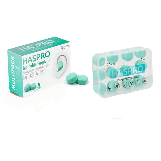 HASPRO Moldable silikonikorvatulpat suojaamaan vedeltä ja melulta 6 paria