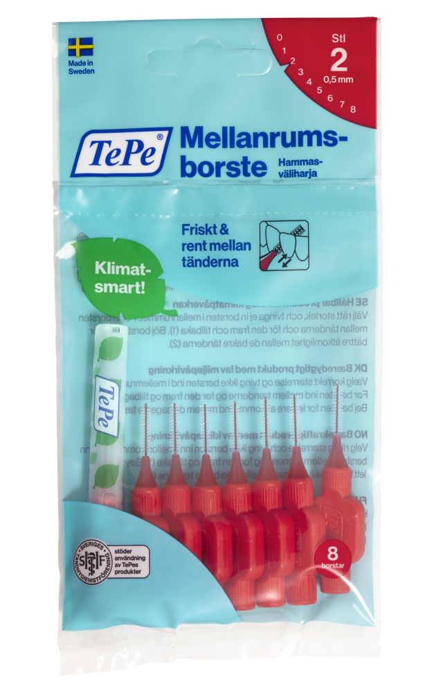 TEPE Original 0,5 mm punainen hammasväliharja 8 kpl
