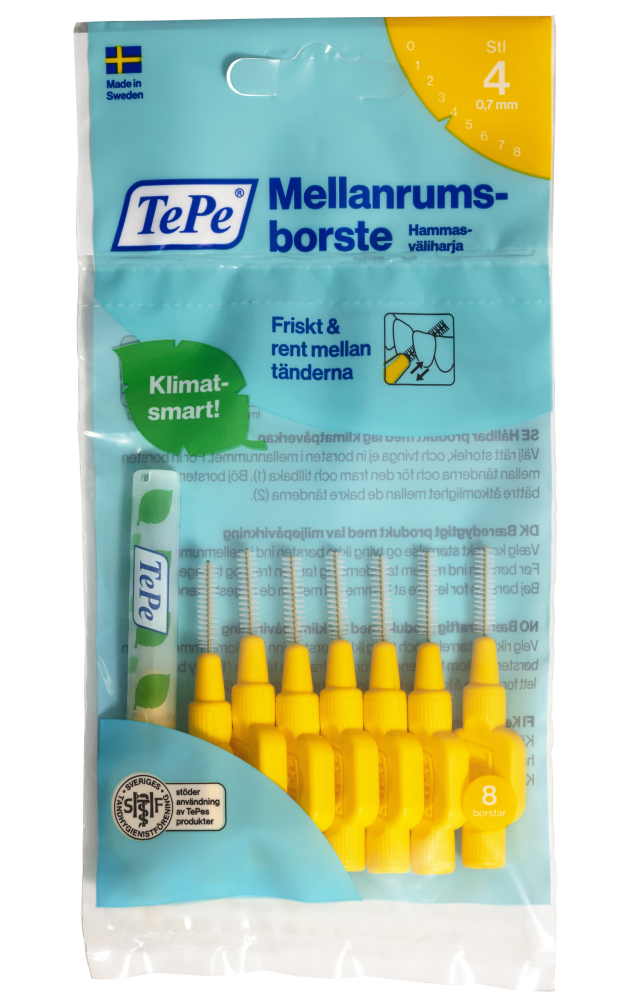 TEPE Original 0,7 mm keltainen hammasväliharja 8 kpl