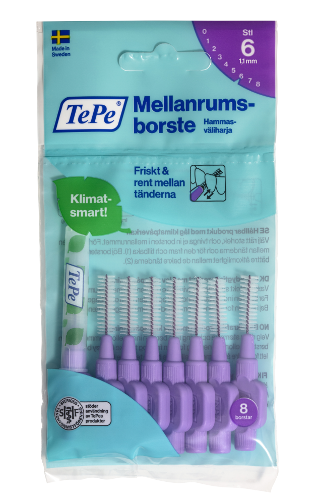 TEPE Original 1,1 mm violetti hammasväliharja 8 kpl