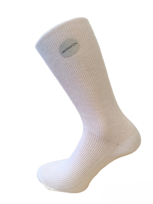 VENDI Kiristämätön puuvillasukka luonnonvalkoinen, koko 46-48 1 pari