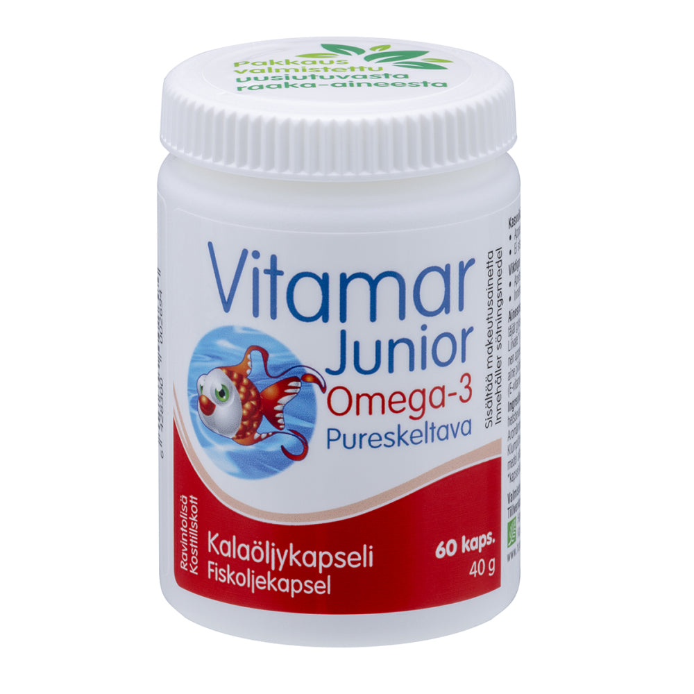 VITAMAR Junior appelsiininmakuinen kalaöljykapseli 60 kpl