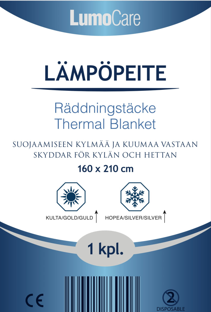 LUMOCARE Lämpöpeite 210 cm x 160 cm ensiapulaukkuun