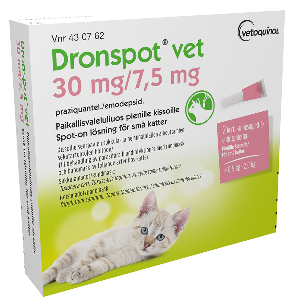 DRONSPOT VET 7,5 mg/30 mg paikallisvaleluliuos pienille kissoille