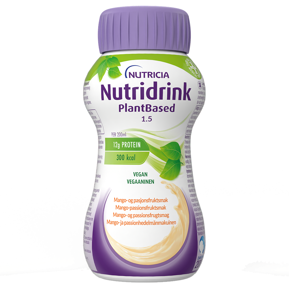 NUTRIDRINK Plantbased kasvipohjainen täydennysravintovalmiste mango 4x200 ml