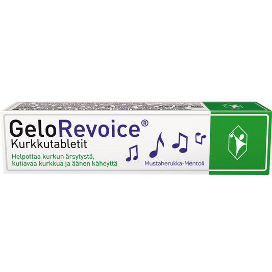 GELOREVOICE Kurkkutabletti mustaherukka-mentoli kurkun ärsytykseen ja käheyteen 20 tablettia
