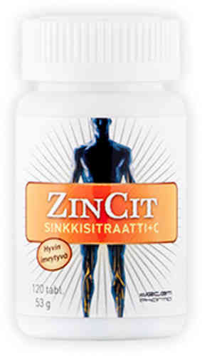 ZINCIT SINKKISITRAATTIVALMISTE 120 KPL