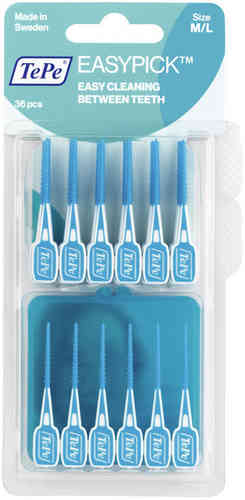 TEPE EasyPick M/L silikonen hammastikku, turkoosi 36 kpl
