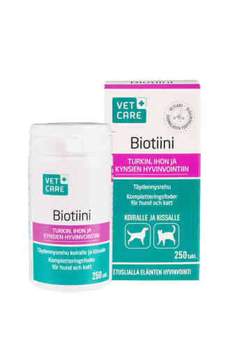 VETCARE BIOTIINI TÄYDENNYSREHU KISSOILLE JA KOIRILLE 250 TABLETTIA