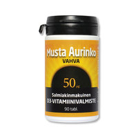 MUSTA AURINKO VAHVA D3-VITAMIINI 50 MIKROG 90 TABLETTIA