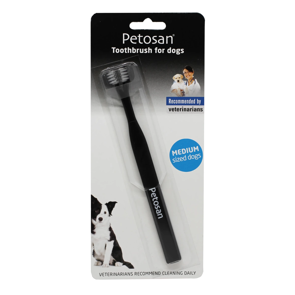 PETOSAN Kaksihaarainen hammasharja keskikokoisille koirille 1 kpl