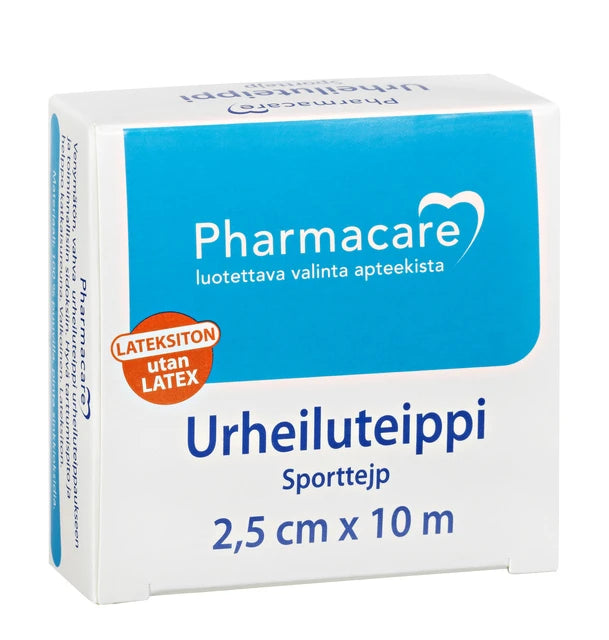 PHARMACARE Urheiluteippi 2,5 cm x 10 m valkoinen 1 kpl