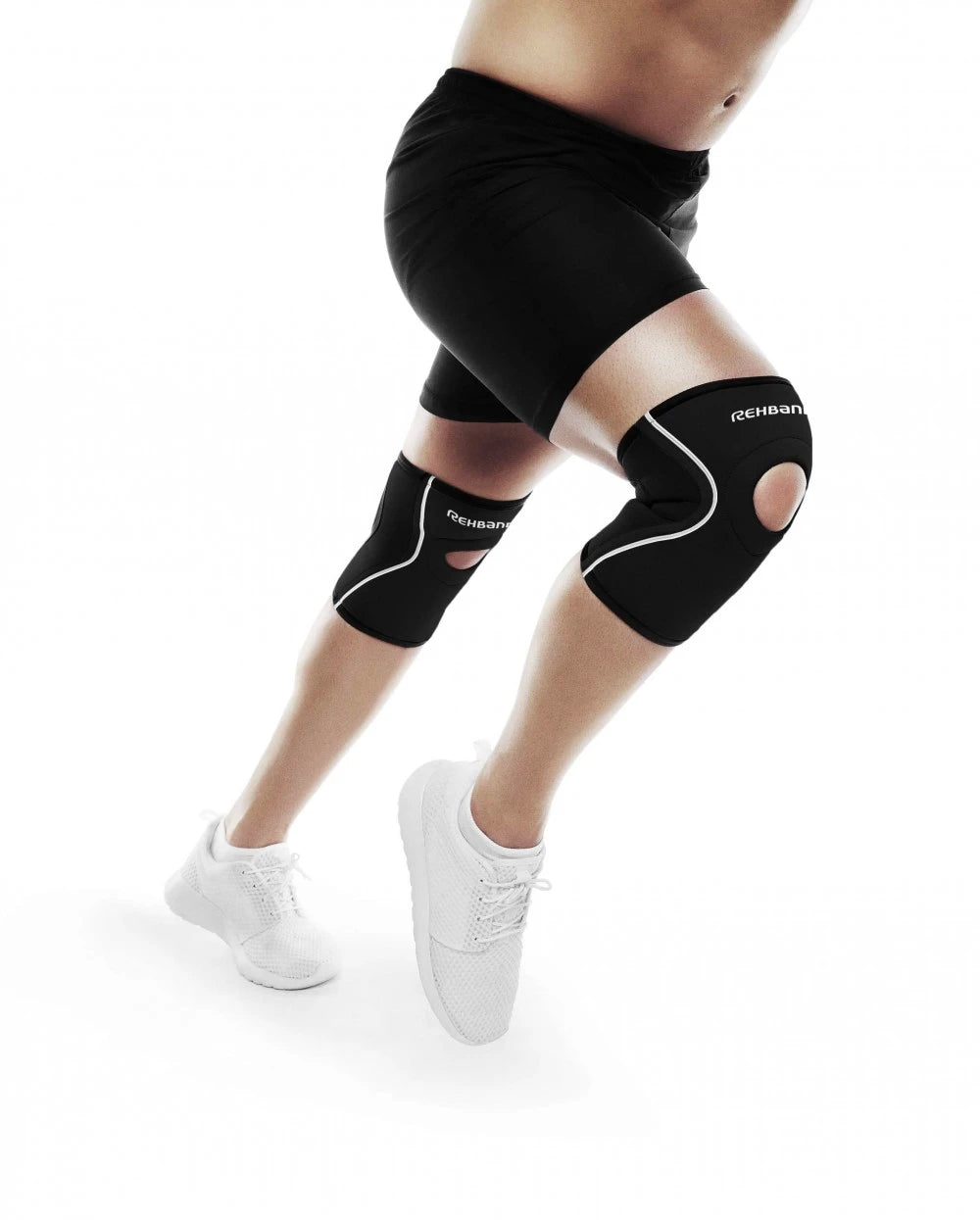 REHBAND UD Knee sleeve patella opening avoin polvilumpiotuki 5 mm musta, koko XXL 1 kpl