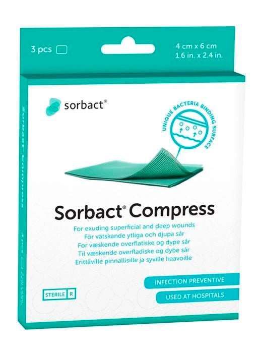 SORBACT Compress haavataitos 4 cm x 6 cm 3 kpl