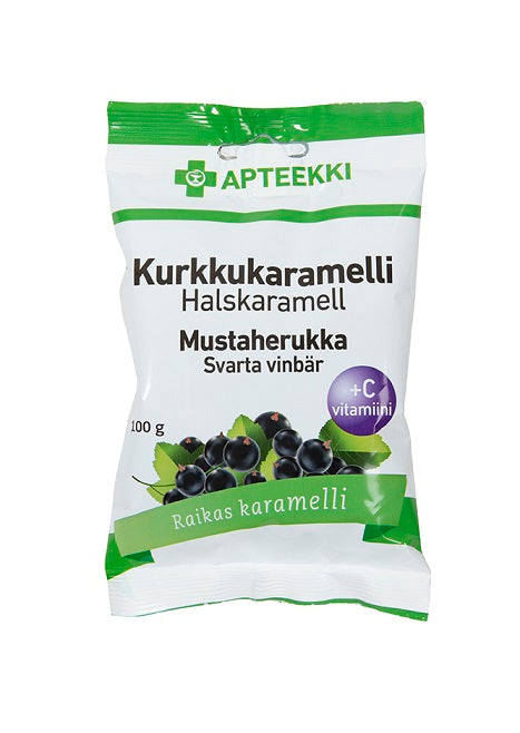 APTEEKKI Kurkkukaramelli mustaherukka 100 g