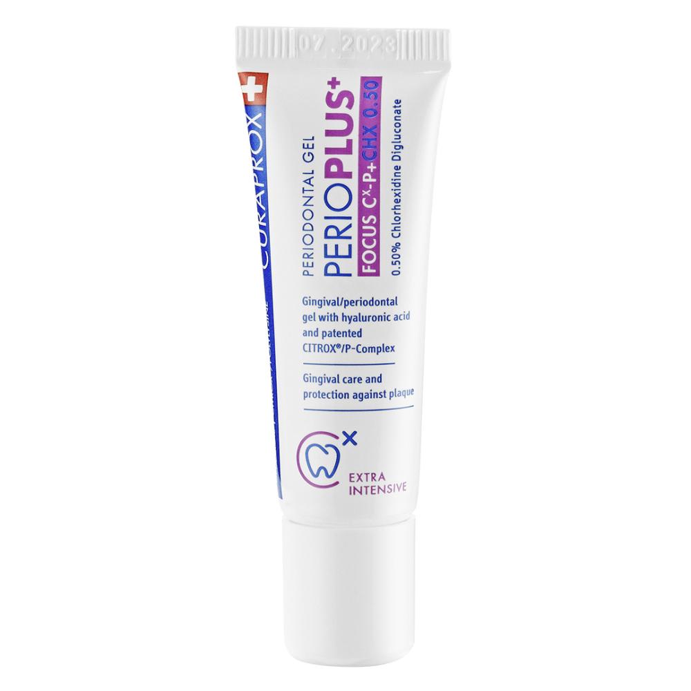 CURAPROX Perio plus focus klooriheksidiinigeeli 0,5% hammasproteeseille ja implanteille 10 ml